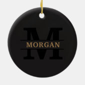 Gepersonaliseerd Elegant Monogram en Naam Keramisch Ornament (Achterkant)