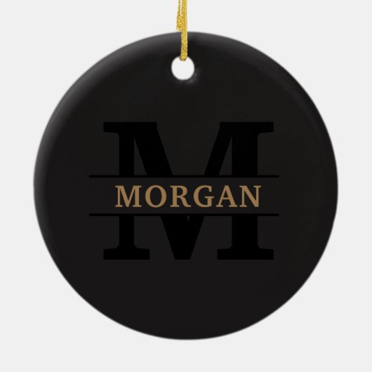 Gepersonaliseerd Elegant Monogram en Naam Keramisch Ornament (Achterkant)