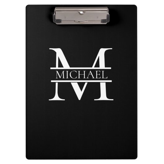 Gepersonaliseerd Elegant Monogram en Naam Klembord (Voorkant)