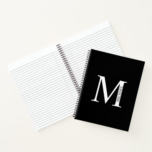 Gepersonaliseerd Elegant Monogram en Naam Notitieb Notitieboek (Binnen)