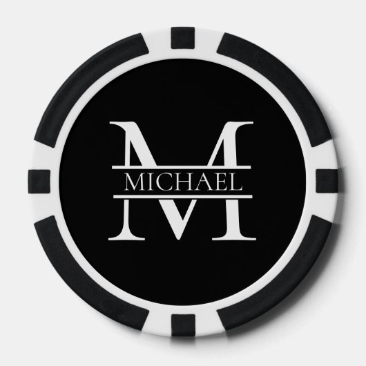 Gepersonaliseerd Elegant Monogram en Naam Poker Chips (Voorkant)