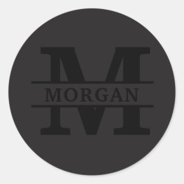 Gepersonaliseerd Elegant Monogram en Naam Ronde Sticker