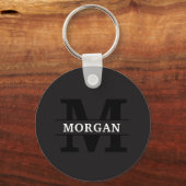 Gepersonaliseerd Elegant Monogram en Naam Sleutelhanger (Voorkant)