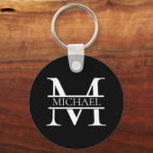 Gepersonaliseerd Elegant Monogram en Naam Sleutelhanger (Achterkant)