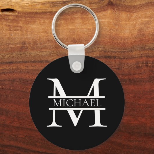 Gepersonaliseerd Elegant Monogram en Naam Sleutelhanger (Achterkant)