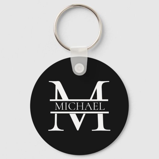 Gepersonaliseerd Elegant Monogram en Naam Sleutelhanger (Achterkant)