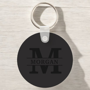 Gepersonaliseerd Elegant Monogram en Naam Sleutelhanger