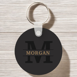 Gepersonaliseerd Elegant Monogram en Naam Sleutelhanger