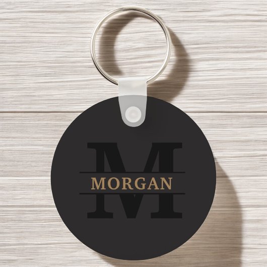Gepersonaliseerd Elegant Monogram en Naam Sleutelhanger