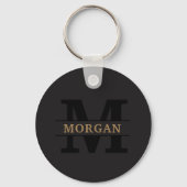Gepersonaliseerd Elegant Monogram en Naam Sleutelhanger (Voorkant)