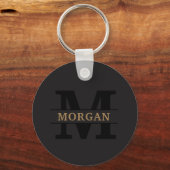 Gepersonaliseerd Elegant Monogram en Naam Sleutelhanger (Voorkant)