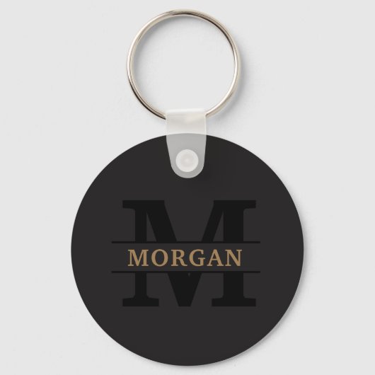 Gepersonaliseerd Elegant Monogram en Naam Sleutelhanger (Achterkant)