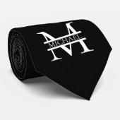 Gepersonaliseerd Elegant Monogram en Naam Stropdas (Opgerold)