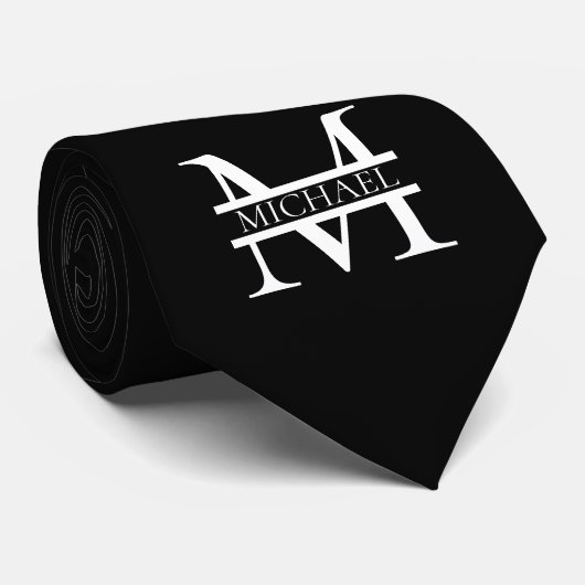 Gepersonaliseerd Elegant Monogram en Naam Stropdas (Opgerold)