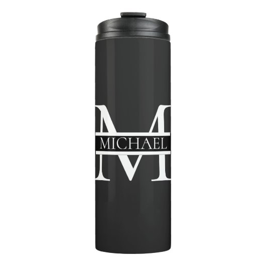 Gepersonaliseerd Elegant Monogram en Naam Thermosbeker (Voorkant)