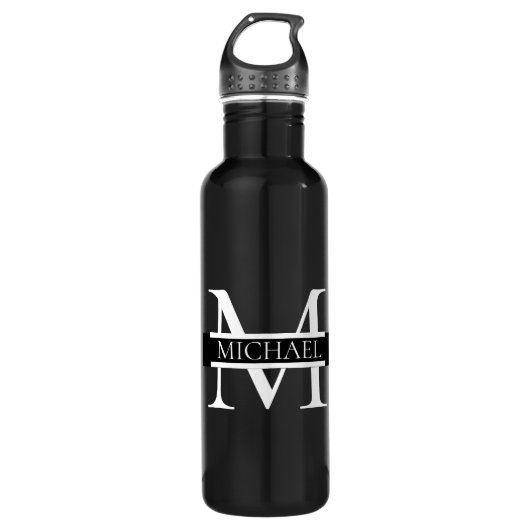 Gepersonaliseerd Elegant Monogram en Naam Waterfles (Voorkant)