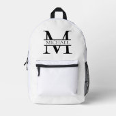 Gepersonaliseerd Elegant Monogram en Naam Wit Bedrukte Rugzak (Voorkant)