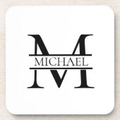 Gepersonaliseerd Elegant Monogram en Naam Wit Bier Onderzetter (Voorkant)