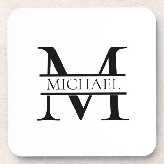 Gepersonaliseerd Elegant Monogram en Naam Wit Bier Onderzetter (Voorkant)