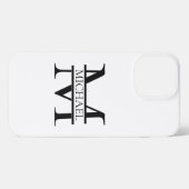 Gepersonaliseerd Elegant Monogram en Naam Wit iPhone Hoesje (Achterkant horizontaal)