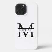 Gepersonaliseerd Elegant Monogram en Naam Wit iPhone Hoesje (Achterkant)