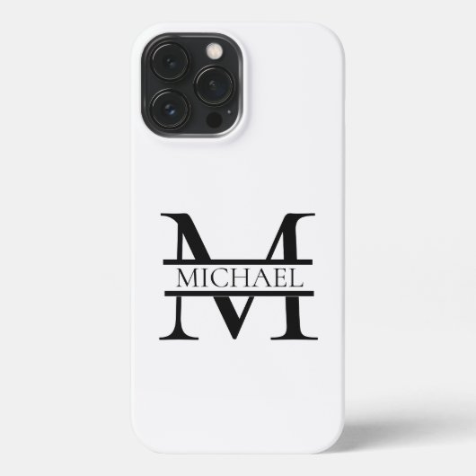Gepersonaliseerd Elegant Monogram en Naam Wit iPhone Hoesje (Achterkant)