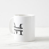 Gepersonaliseerd Elegant Monogram en Naam Wit Koffiemok (Voorkant links)