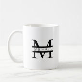 Gepersonaliseerd Elegant Monogram en Naam Wit Koffiemok (Links)