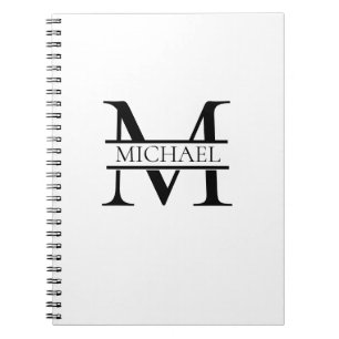 Gepersonaliseerd Elegant Monogram en Naam Wit Notitieboek