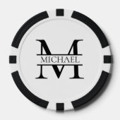 Gepersonaliseerd Elegant Monogram en Naam Wit Poker Chips (Voorkant)