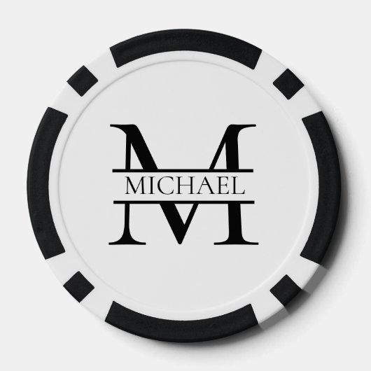 Gepersonaliseerd Elegant Monogram en Naam Wit Poker Chips (Achterkant)