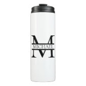 Gepersonaliseerd Elegant Monogram en Naam Wit Thermosbeker (Voorkant)