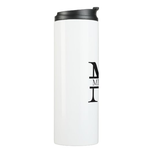Gepersonaliseerd Elegant Monogram en Naam Wit Thermosbeker (Gedraaid links)