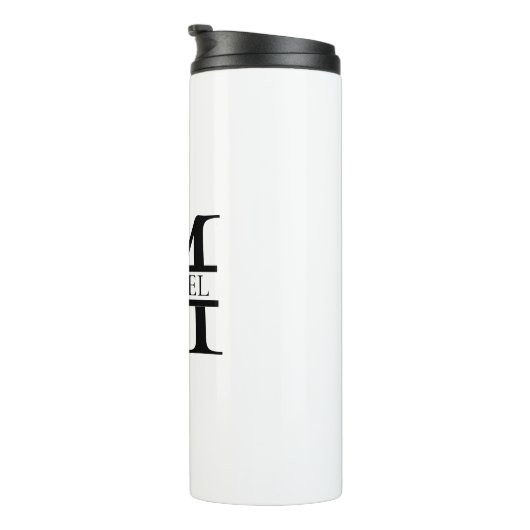 Gepersonaliseerd Elegant Monogram en Naam Wit Thermosbeker (Geroteerd rechts)