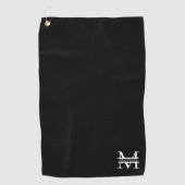 Gepersonaliseerd Elegant Monogram en Naam Zwart Golfhanddoek (Voorkant)