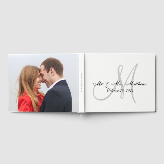 Gepersonaliseerd Elegant Monogram met Fotobruiloft Gastenboek (Volledig)