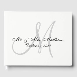 Gepersonaliseerd Elegant Monogram met Fotobruiloft Gastenboek