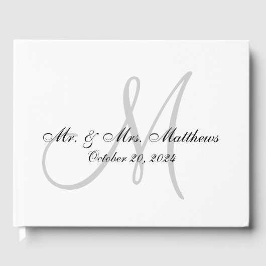 Gepersonaliseerd Elegant Monogram met Fotobruiloft Gastenboek (Voorkant)