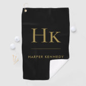 Gepersonaliseerd Elegant Monogram Zwart Golfhanddoek (Insitu)