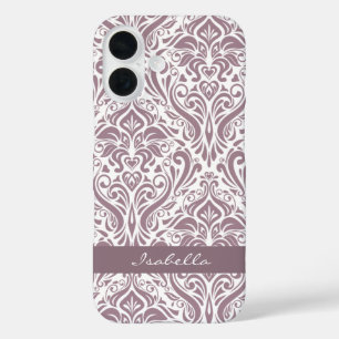 Gepersonaliseerd Elegant Oude Lavendel Damaskpatro iPhone 16 Hoesje