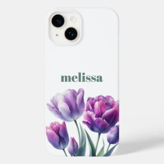Gepersonaliseerd Elegant paarse Monogram Case-Mate iPhone 14 Hoesje