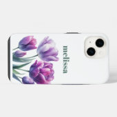 Gepersonaliseerd Elegant paarse Monogram iPhone Hoesje (Achterkant horizontaal)