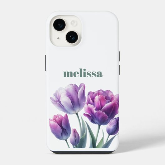 Gepersonaliseerd Elegant paarse Monogram iPhone Hoesje (Achterkant)