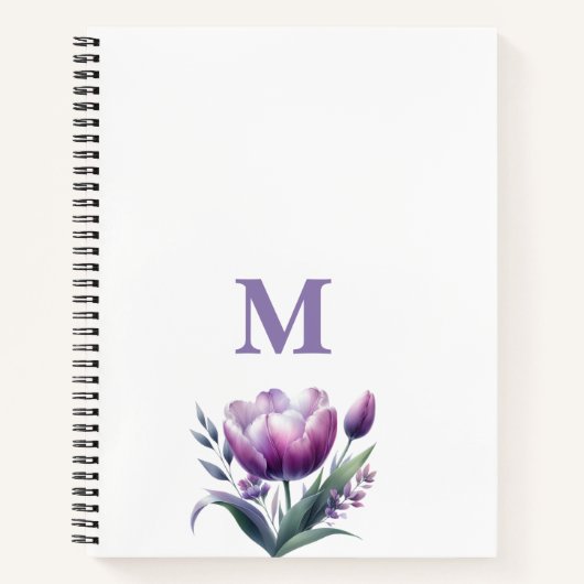 Gepersonaliseerd Elegant paarse Monogram Notitieboek (Voorkant)