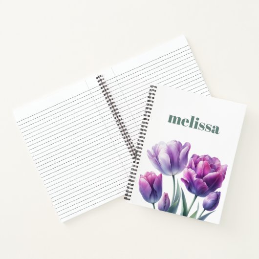 Gepersonaliseerd Elegant paarse Monogram Notitieboek (Binnen)