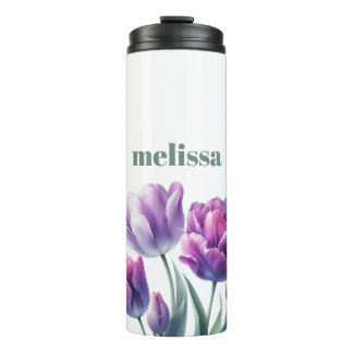 Gepersonaliseerd Elegant paarse Monogram Thermosbeker