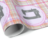 Gepersonaliseerd Elegant Plaid Naaimachine Roze Qu Cadeaupapier (Rol Hoek)