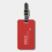Gepersonaliseerd Elegant Rood Bagagelabel (Voorkant verticaal)
