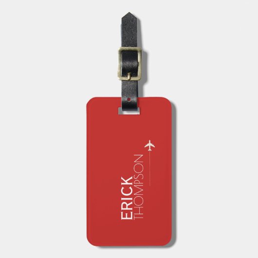 Gepersonaliseerd Elegant Rood Bagagelabel (Voorkant verticaal)