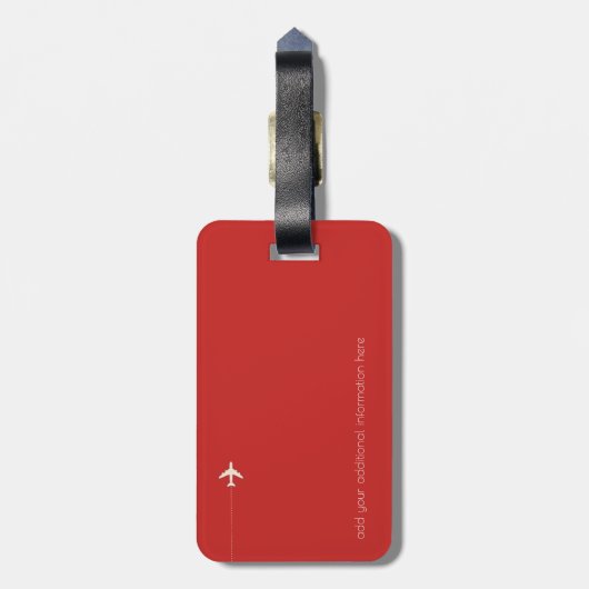 Gepersonaliseerd Elegant Rood Bagagelabel (Achterkant verticaal)